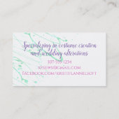 carte de visite de couture d'aquarelle (Dos)