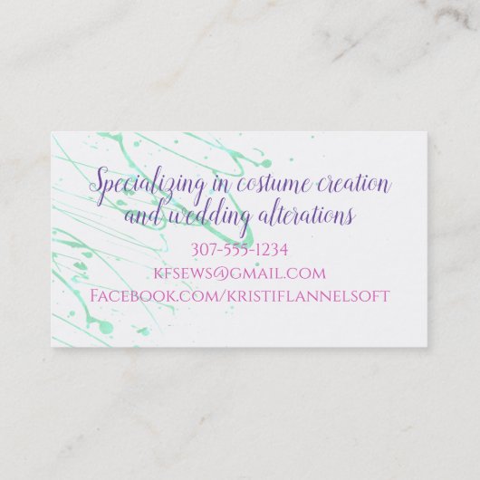 carte de visite de couture d'aquarelle (Dos)