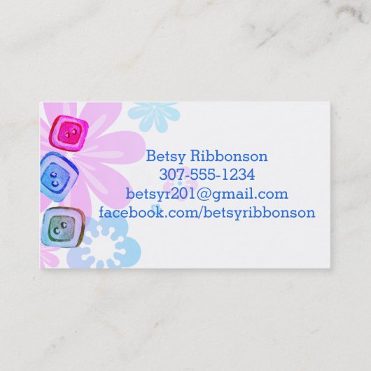 carte de visite de couture d'aquarelle (Dos)