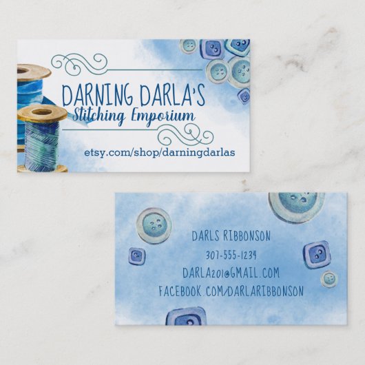 carte de visite de couture d'aquarelle (Devant / Derrière)