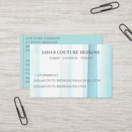 Carte de visite de couture de créateur de tissus b (Devant/Arrière en situation)