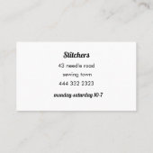 carte de visite de couture et de vêtements (Dos)