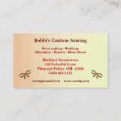 Carte de visite de couture fait sur commande (Dos)