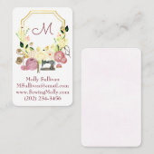 Carte de visite de couture Monogram Crest Seamstre (Devant / Derrière)