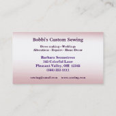 Carte de visite de couture personnalisé (Dos)