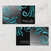 Carte de visite de couturier - turquoise et noir (Devant / Derrière)