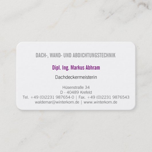 Carte de visite de couvreur (Devant)