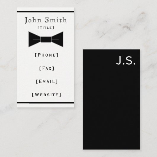 Carte de visite de cravate d'arc (Devant / Derrière)