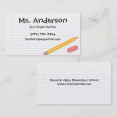 Carte de visite de crayon de professeur (Devant / Derrière)