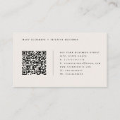 Carte de visite de crème de code QR élégant minima (Dos)