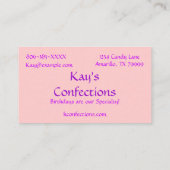 Carte de visite de crème glacée de petit gâteau (Dos)