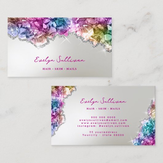 Carte de visite de cristaux d'iridescente (Devant / Derrière)