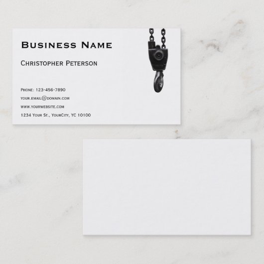 Carte de visite de crochet de grue (Devant / Derrière)