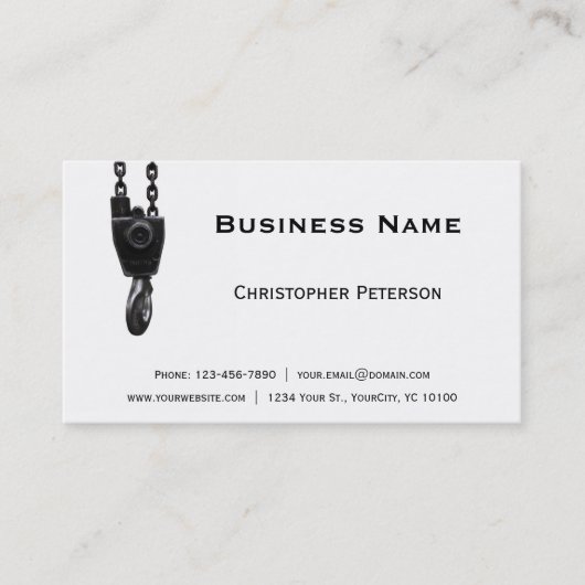 Carte de visite de crochet de grue (Devant)