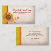 carte de visite de cru de fleur de tournesol (Devant / Derrière)