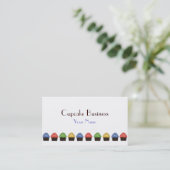 Carte de visite de cupcake bleu rouge simple (Debout devant)