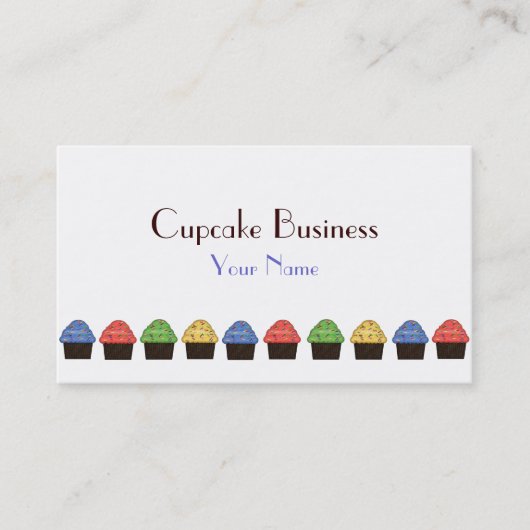 Carte de visite de cupcake bleu rouge simple (Devant)
