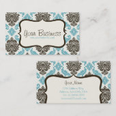 carte de visite de damassé (bleu/brun) (Devant / Derrière)