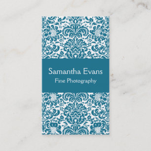 Carte de visite de damassé de bleu et de blanc de