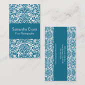Carte de visite de damassé de bleu et de blanc de (Devant / Derrière)