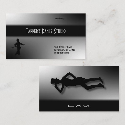 Carte de visite de danse de robinet - argent noir (Devant / Derrière)