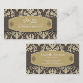 Carte de visite de décorateur intérieur de damassé (Devant / Derrière)