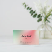 Carte de visite de dégradé vert rose simple (Debout devant)