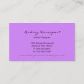 Carte de visite de demi-lunes, Lavande (Dos)