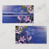 Carte de visite de dentelle de fleurs bleues (Devant / Derrière)