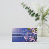 Carte de visite de dentelle de fleurs bleues (Debout devant)