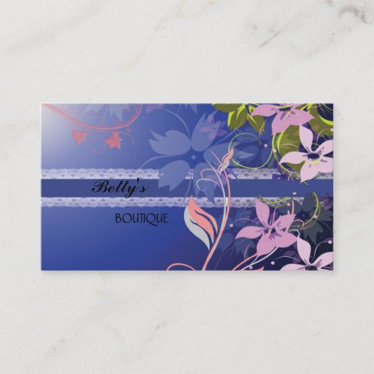 Carte de visite de dentelle de fleurs bleues (Devant)