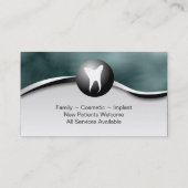 Carte de visite de dentiste de famille - dent Teal (Dos)