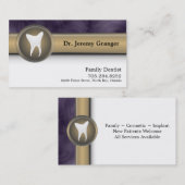 Carte de visite de dentiste de famille - or et (Devant / Derrière)