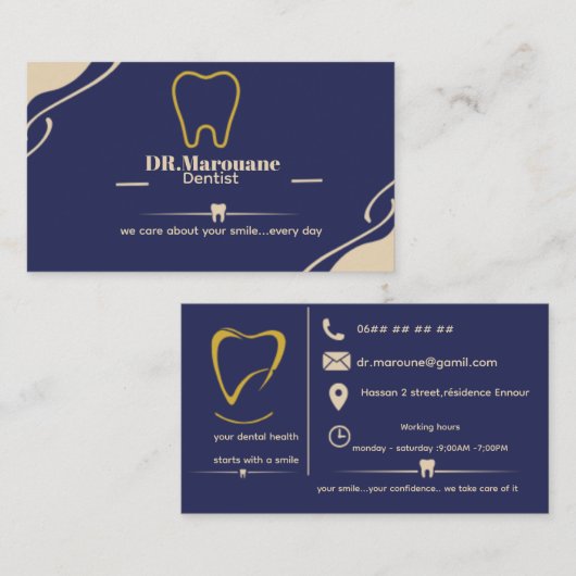 Carte de visite de dentiste de luxe (Devant / Derrière)