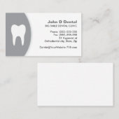 Carte de visite de dentiste dentaire gris et blanc (Devant / Derrière)