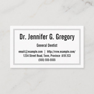 Carte de visite de dentiste général de base et à c