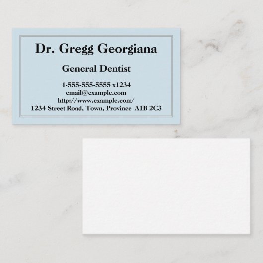 Carte de visite de dentiste général de base et min (Devant / Derrière)