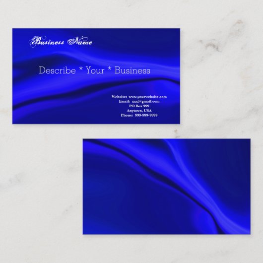 Carte de visite de design bleu lisse (Devant / Derrière)