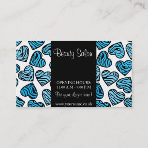 Carte de visite de design Blue Zebra Hearts
