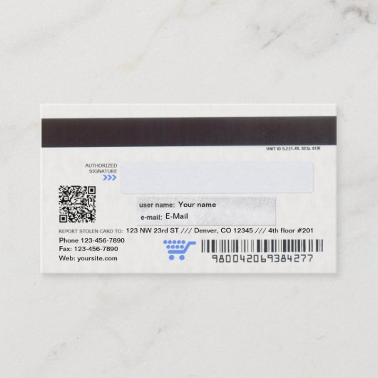 Carte de visite de design de carte de crédit (Devant)