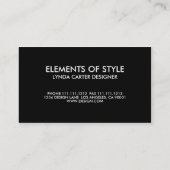 CARTE DE VISITE DE DESIGN D'INTÉRIEUR (Dos)