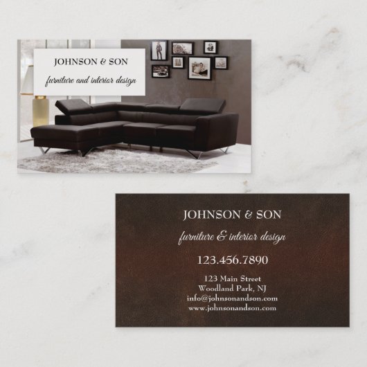 Carte de visite de Design d'intérieur de mobilier (Devant / Derrière)