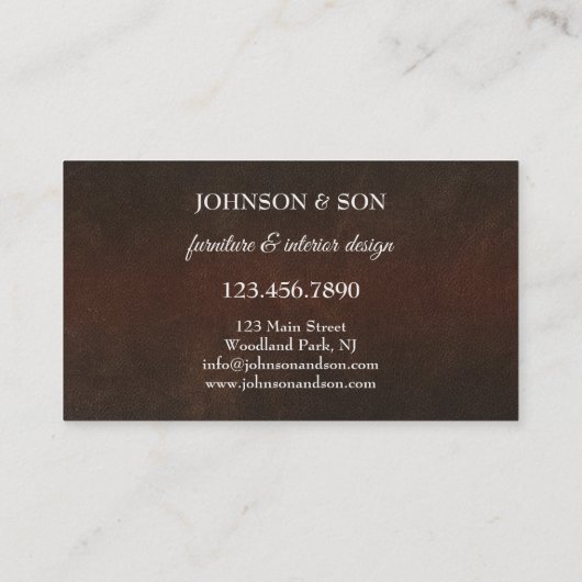 Carte de visite de Design d'intérieur de mobilier (Dos)