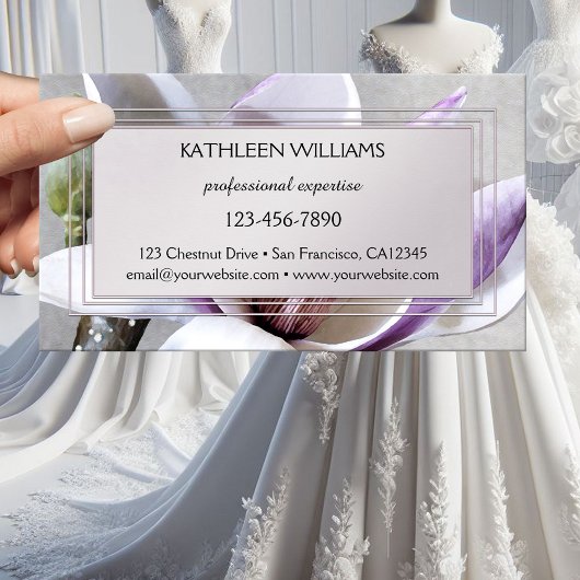 Carte de visite de design floral Magnolia Silver