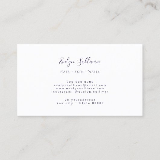 carte de visite de design opal bleu violet (Dos)