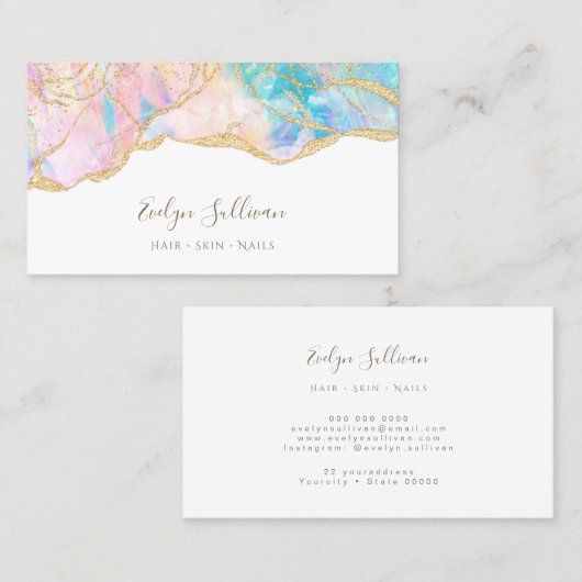 carte de visite de design opal rose (Devant / Derrière)