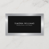 Carte de visite de design simple noir et argent (Devant)