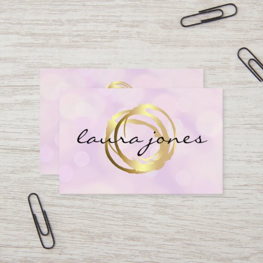 Carte de visite de designer à cercle peint doré fa (Devant/Arrière en situation)