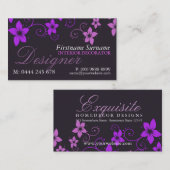 Carte de visite de designer floral rose violet (Devant / Derrière)