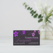 Carte de visite de designer floral rose violet (Debout devant)